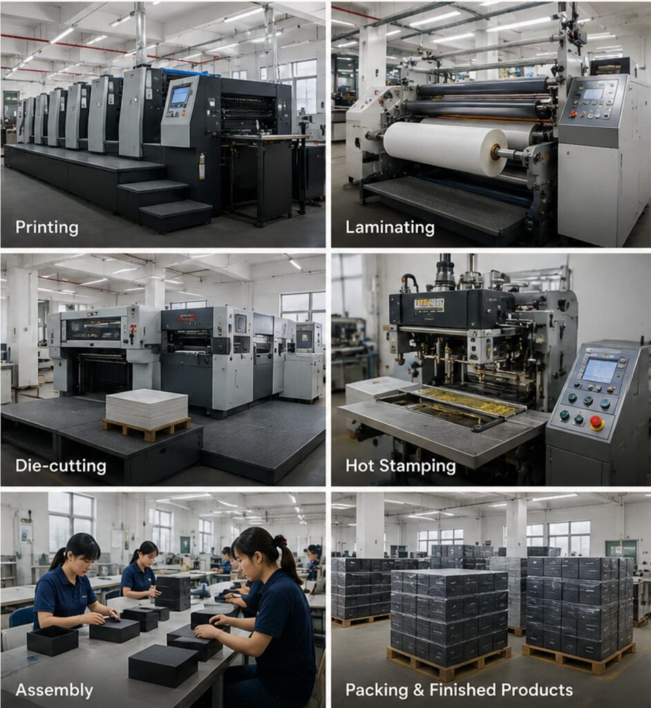 Custom packaging printing and production workshop