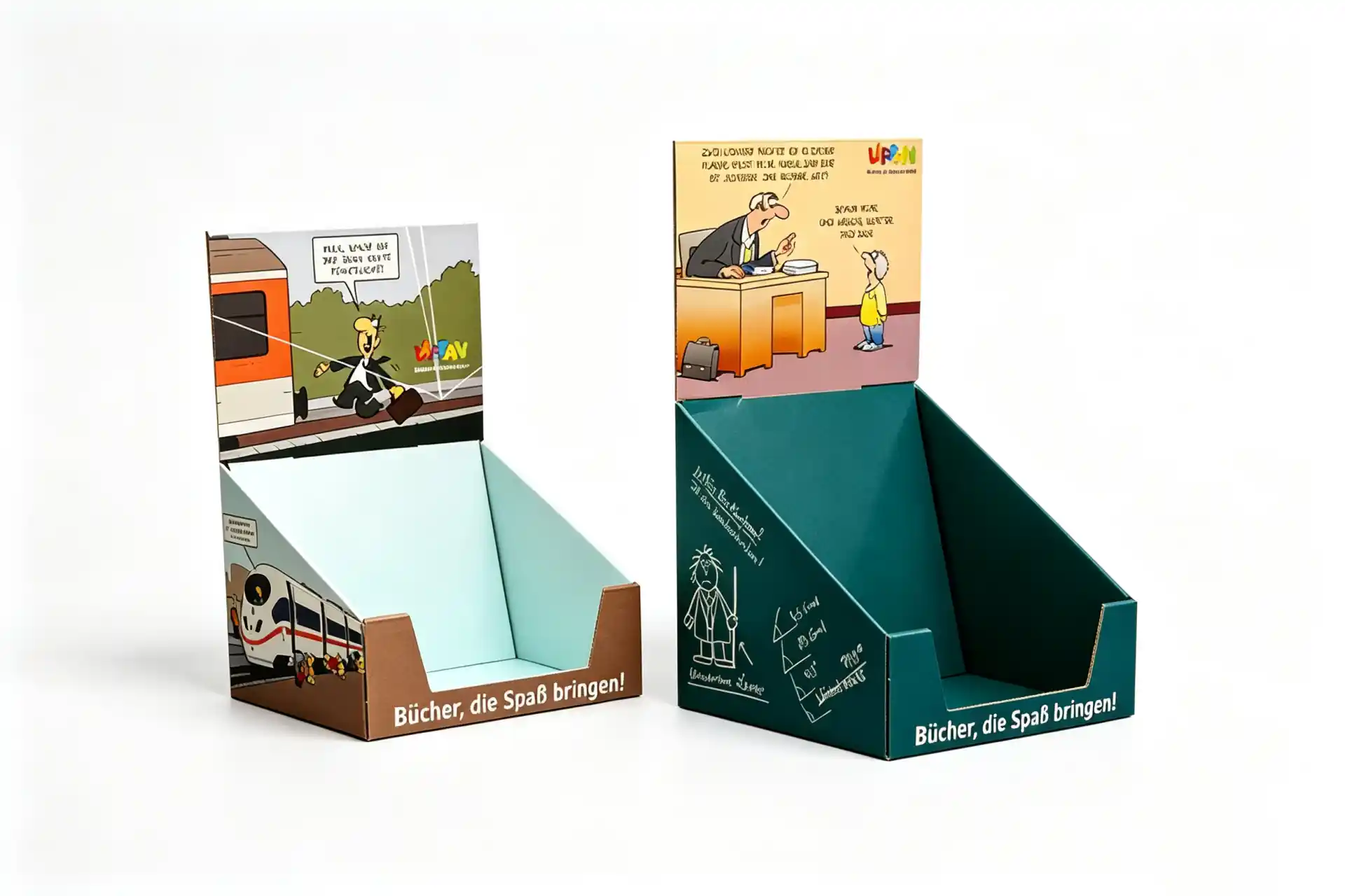 Custom counter display packaging prepared for retail loading