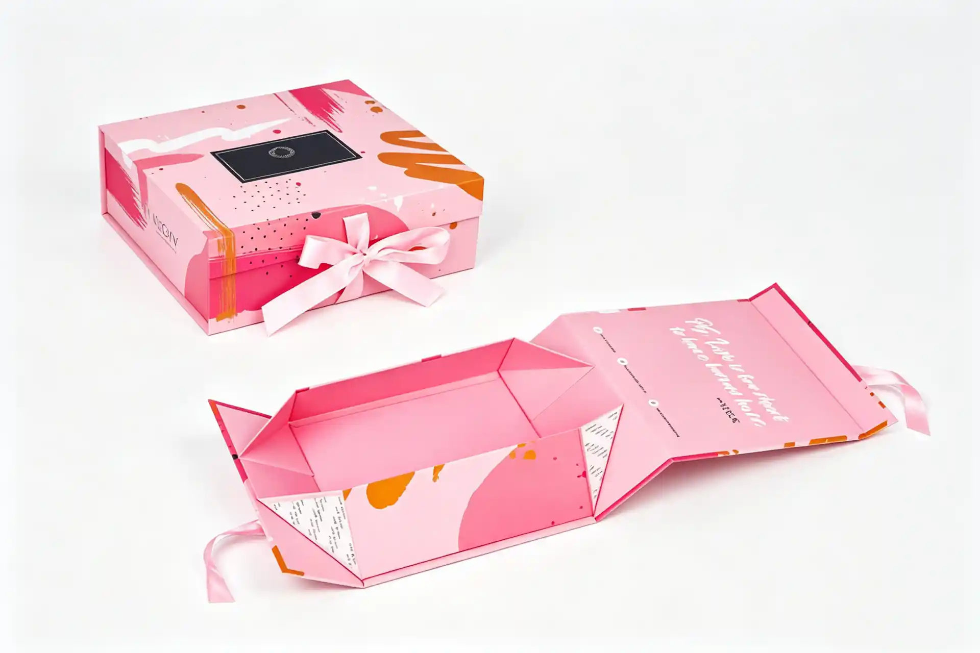Custom folding gift box with a product viewing panel