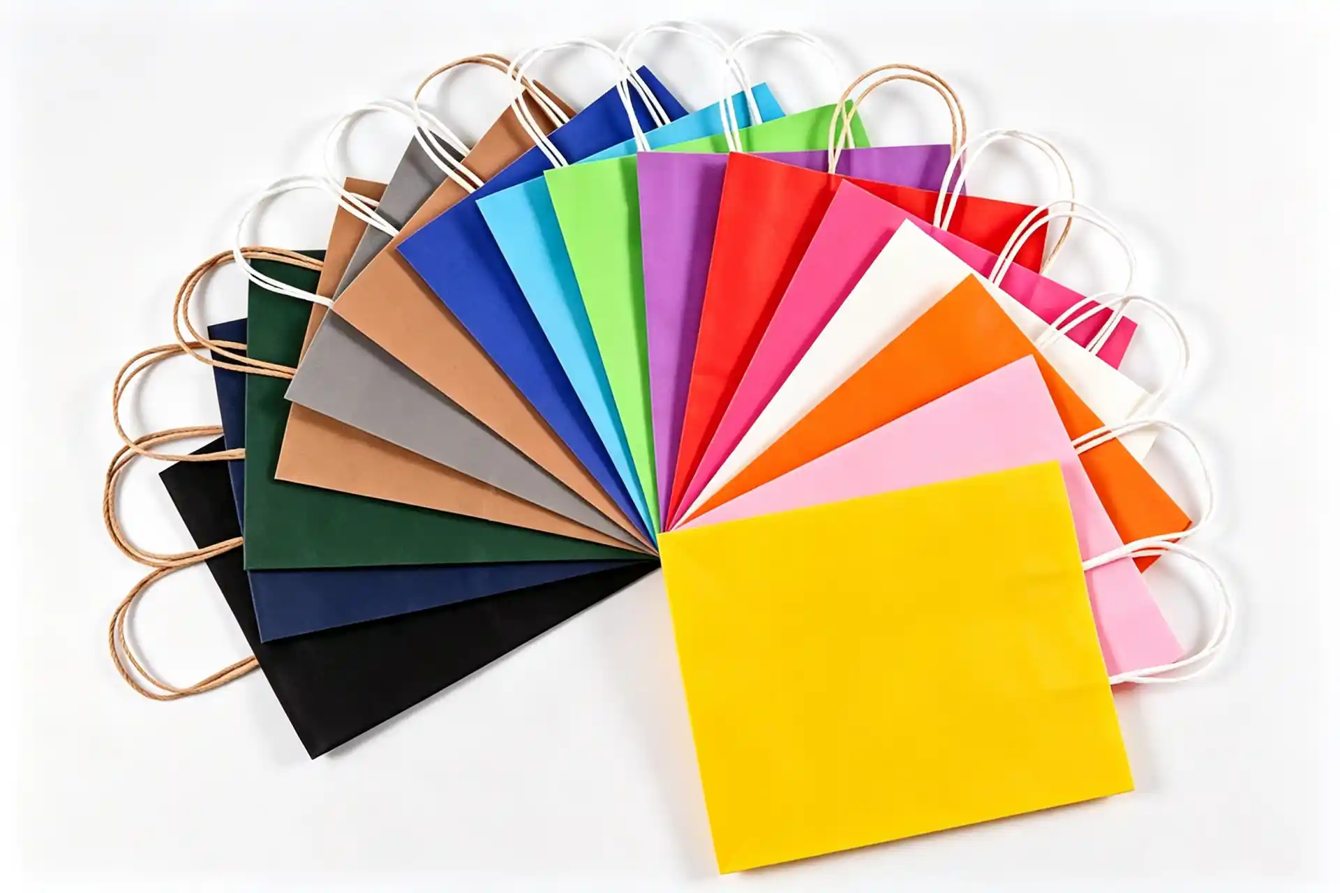 Natural kraft custom paper shopping bag with paper handles