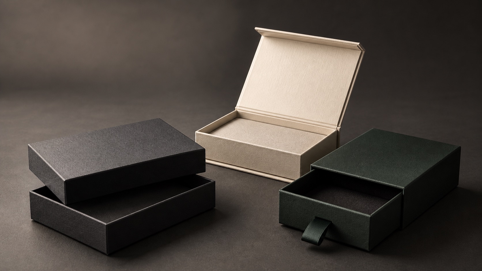 Custom rigid boxes in lid-and-base, magnetic and drawer styles