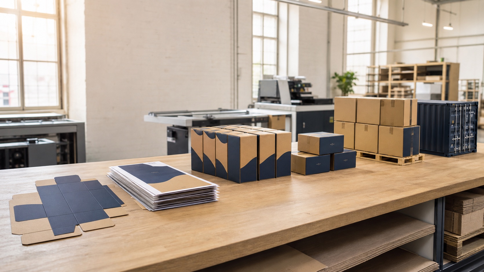 Custom packaging lead time stages from dieline and printing to export cartons