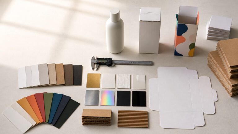 Custom packaging RFQ checklist inputs including product, caliper, board and finish samples