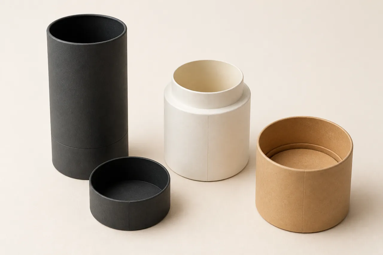 Custom two-piece, shoulder-neck and insert-ready cylinder paper tubes