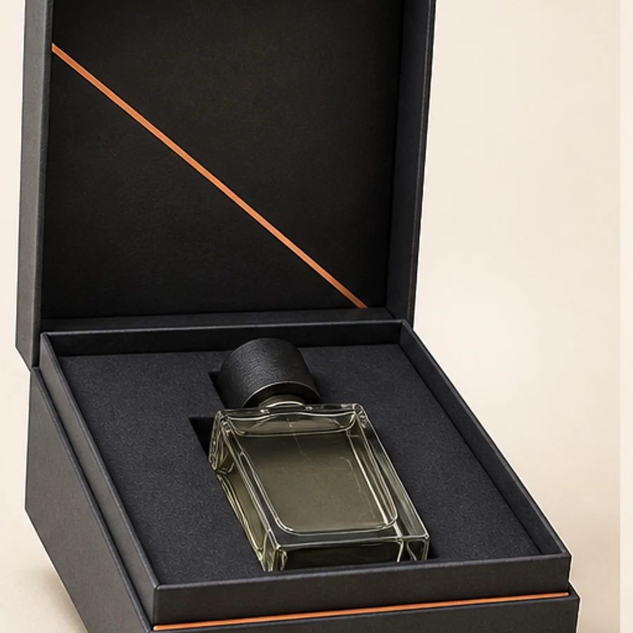 Rigid perfume presentation box for luxury fragrances and launches