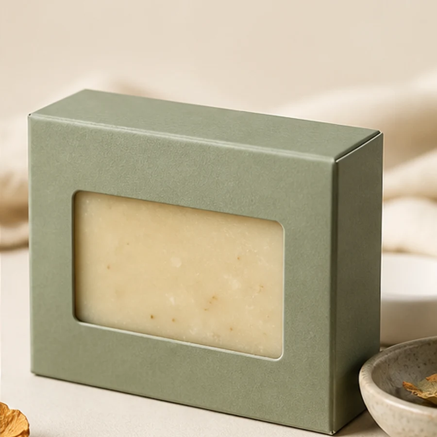 Window soap box for product visibility and scent discovery