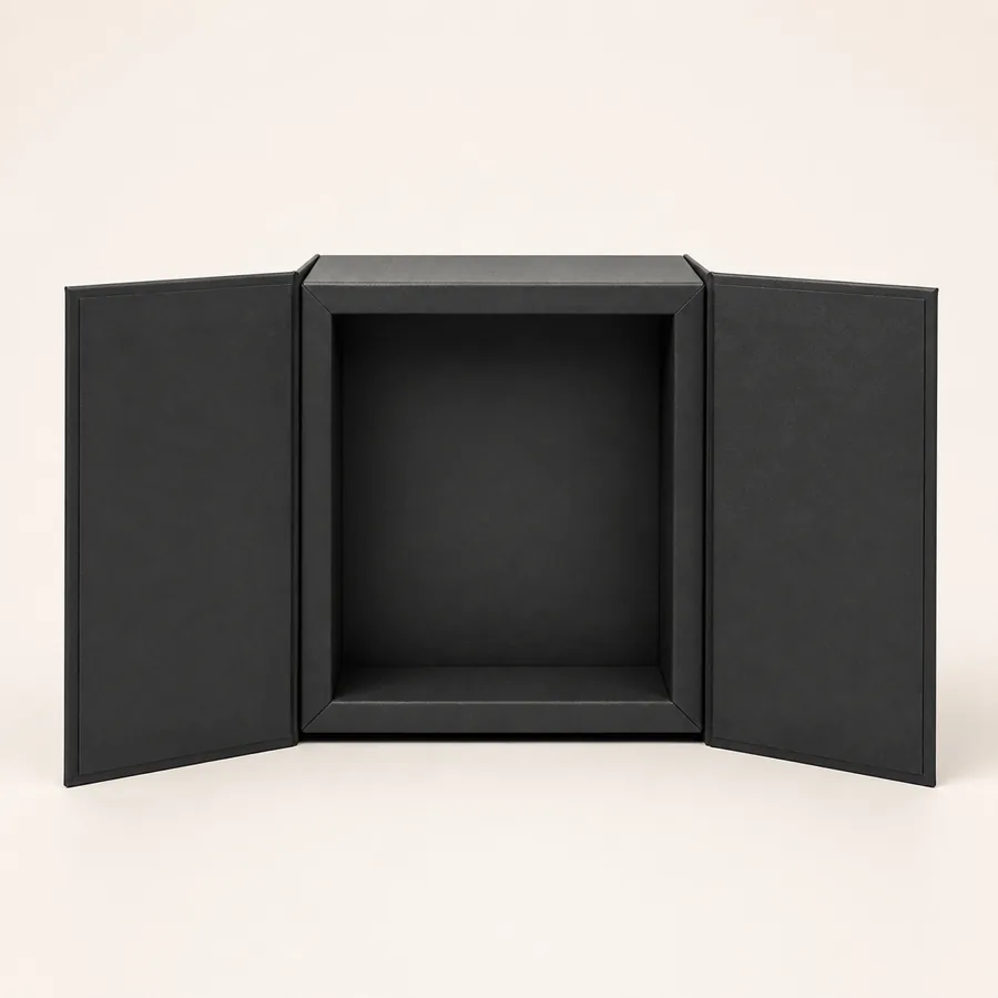 Open graphite double-door magnetic closure rigid box